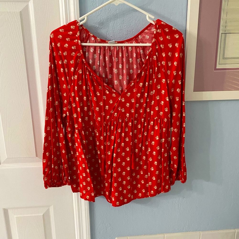 Old Navy Red Floral Top